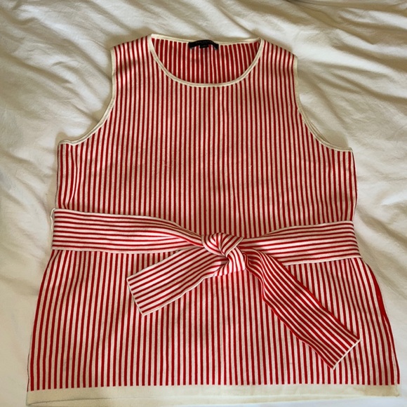 Ann Taylor Striped Red and White Stretch Top - Picture 1 of 6